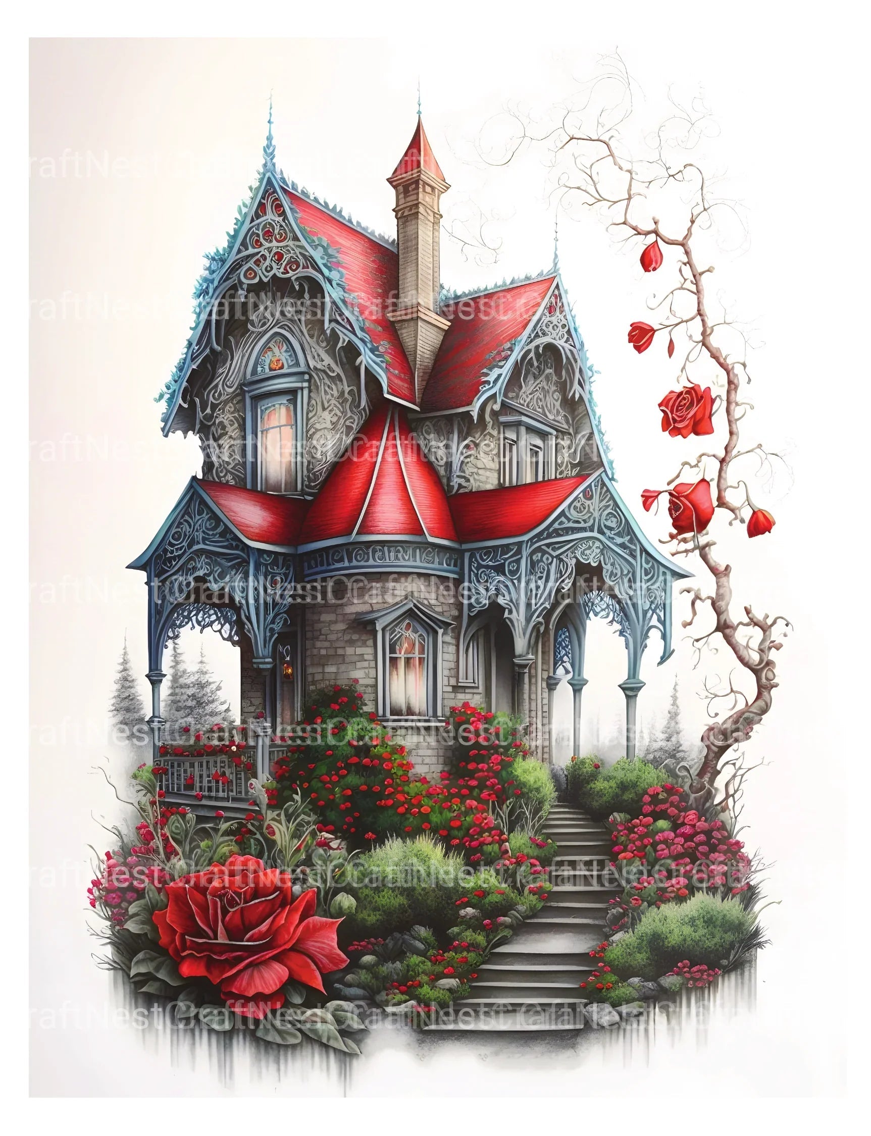 Gothic House Coloring Book - CraftNest - Digital Crafting and Art
