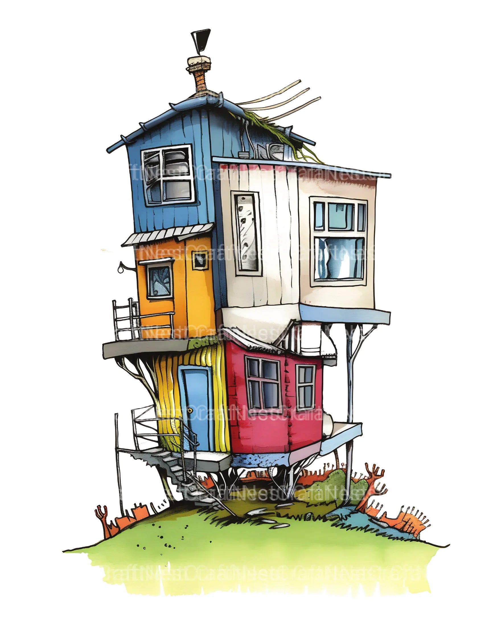 Contemporary Tiny House Coloring Book - CraftNest - Digital Crafting and Art