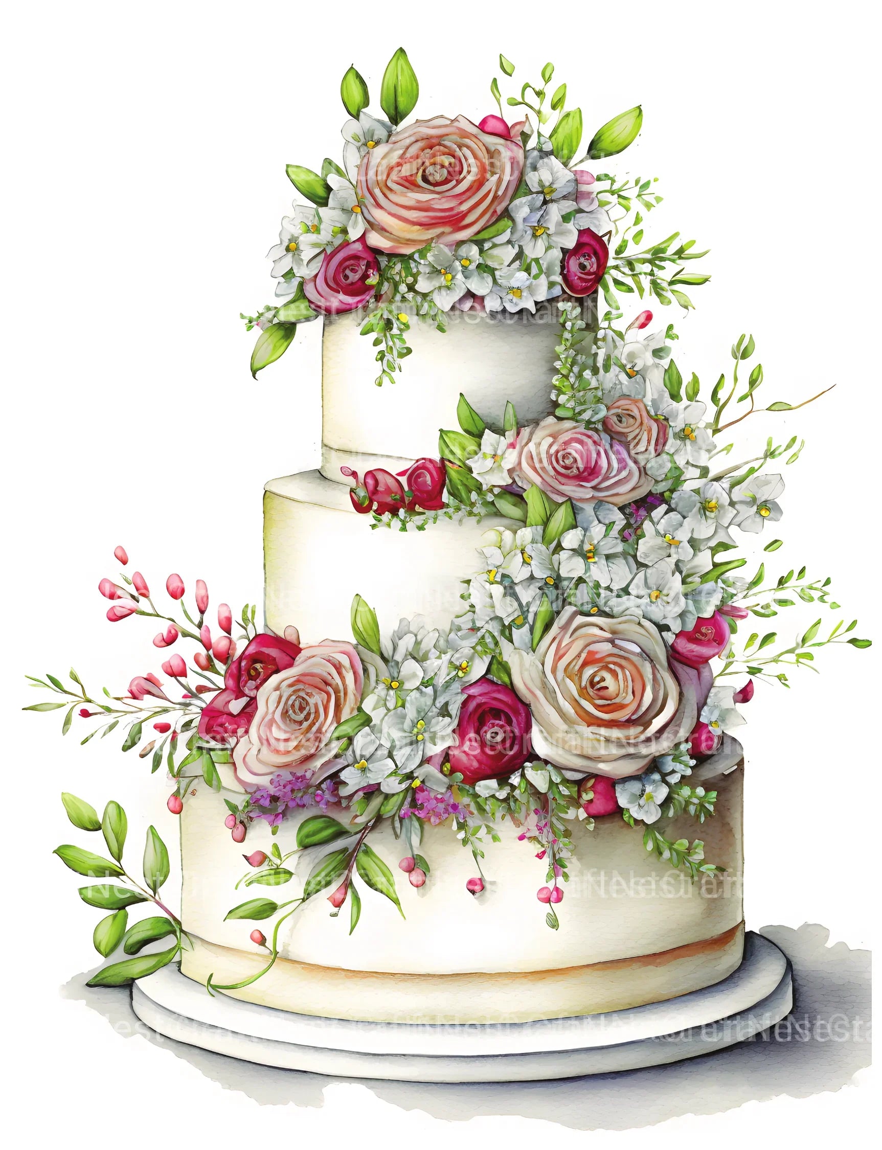 Floral Wedding Cake Coloring Book - CraftNest - Digital Crafting and Art