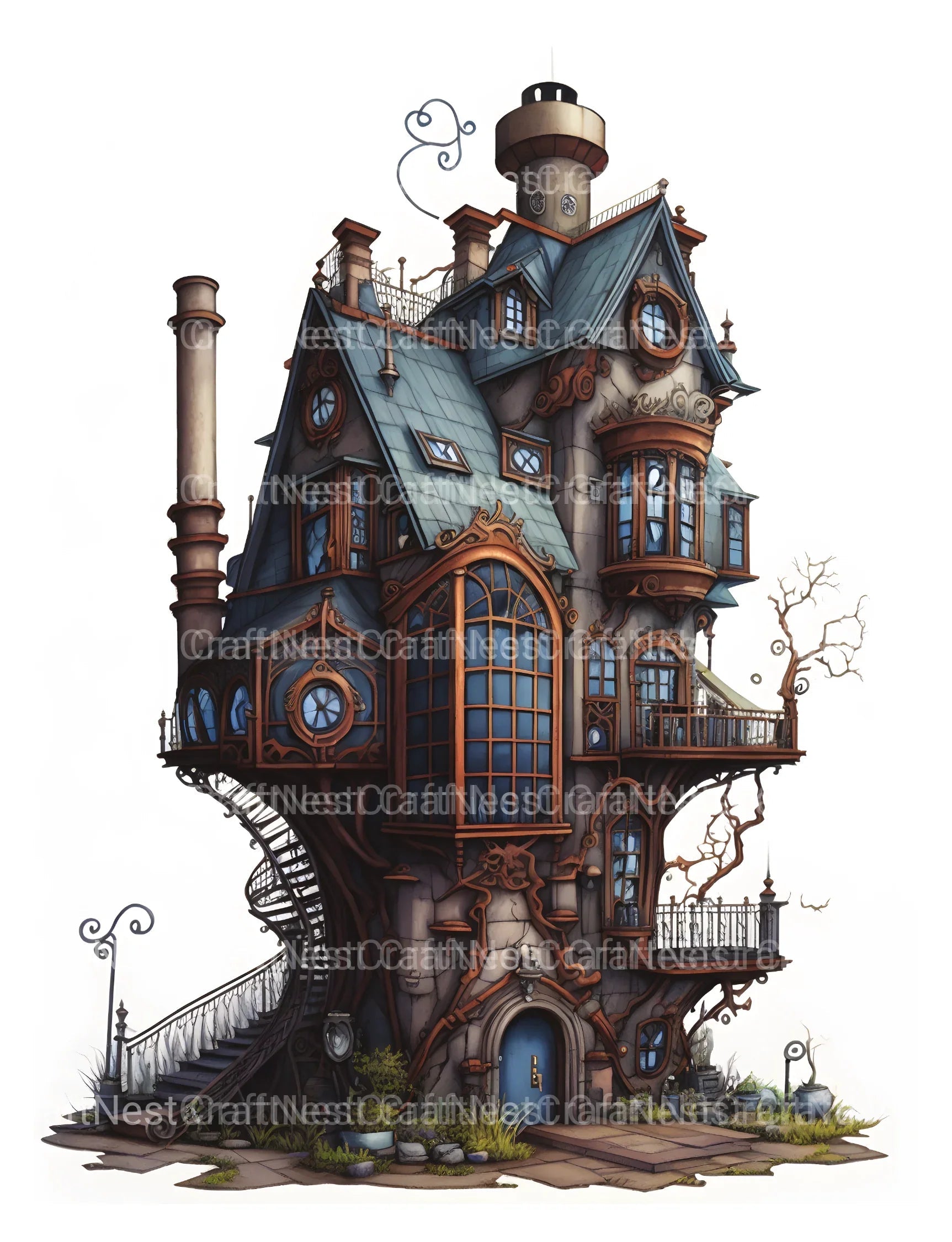 Steampunk Fairy House Coloring Book - CraftNest - Digital Crafting and Art
