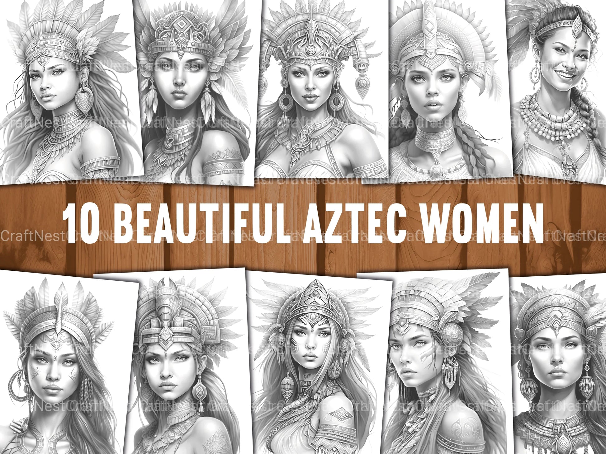 Aztec Women Coloring Book - CraftNest - Digital Crafting and Art