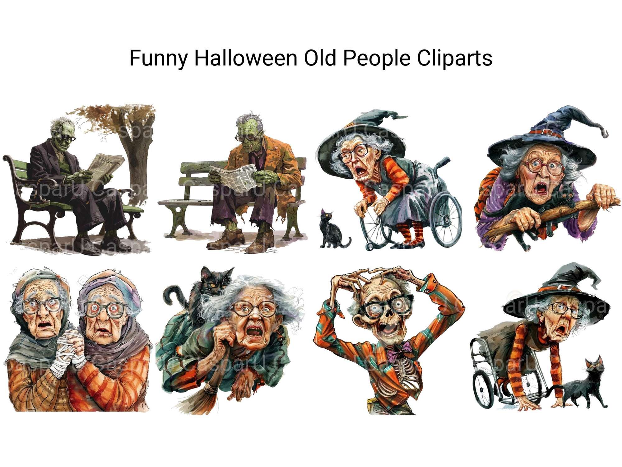 Funny Halloween Old People Clipart
