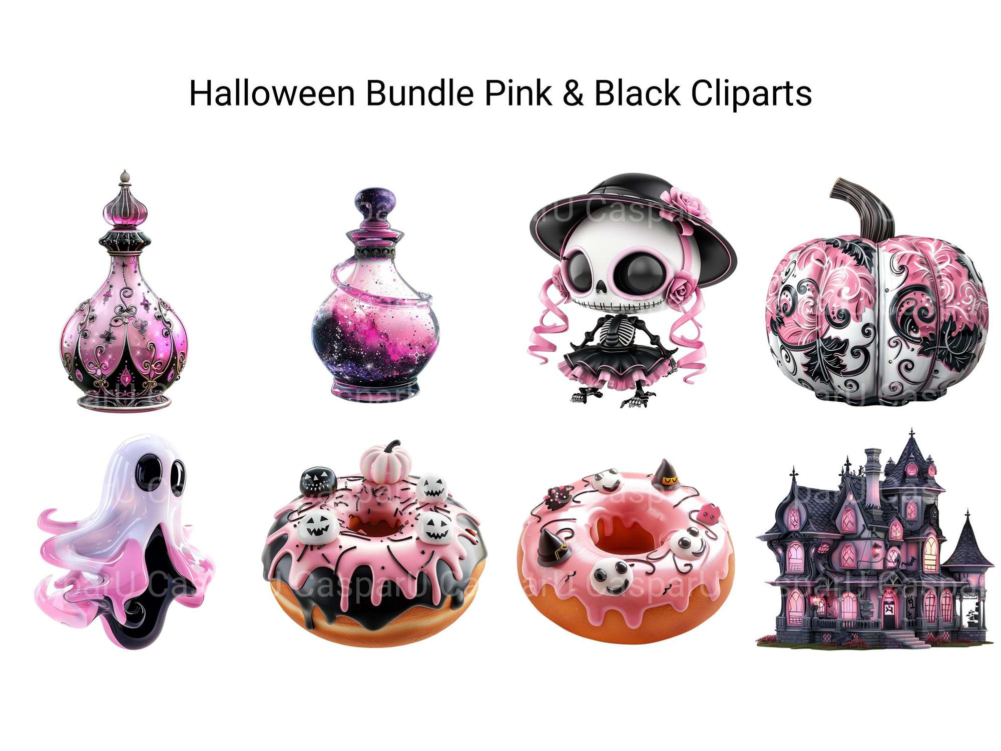Halloween Bundle Pink & Black Clipart