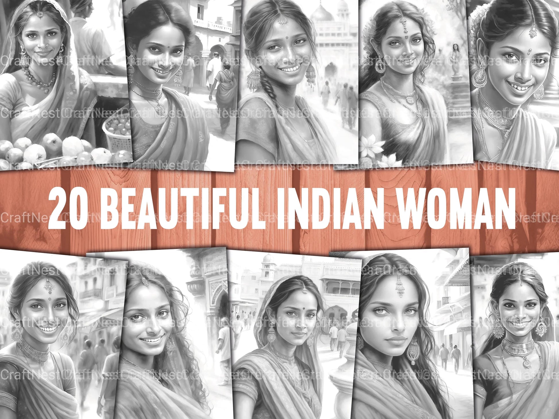 Indian Woman Coloring Book - CraftNest - Digital Crafting and Art