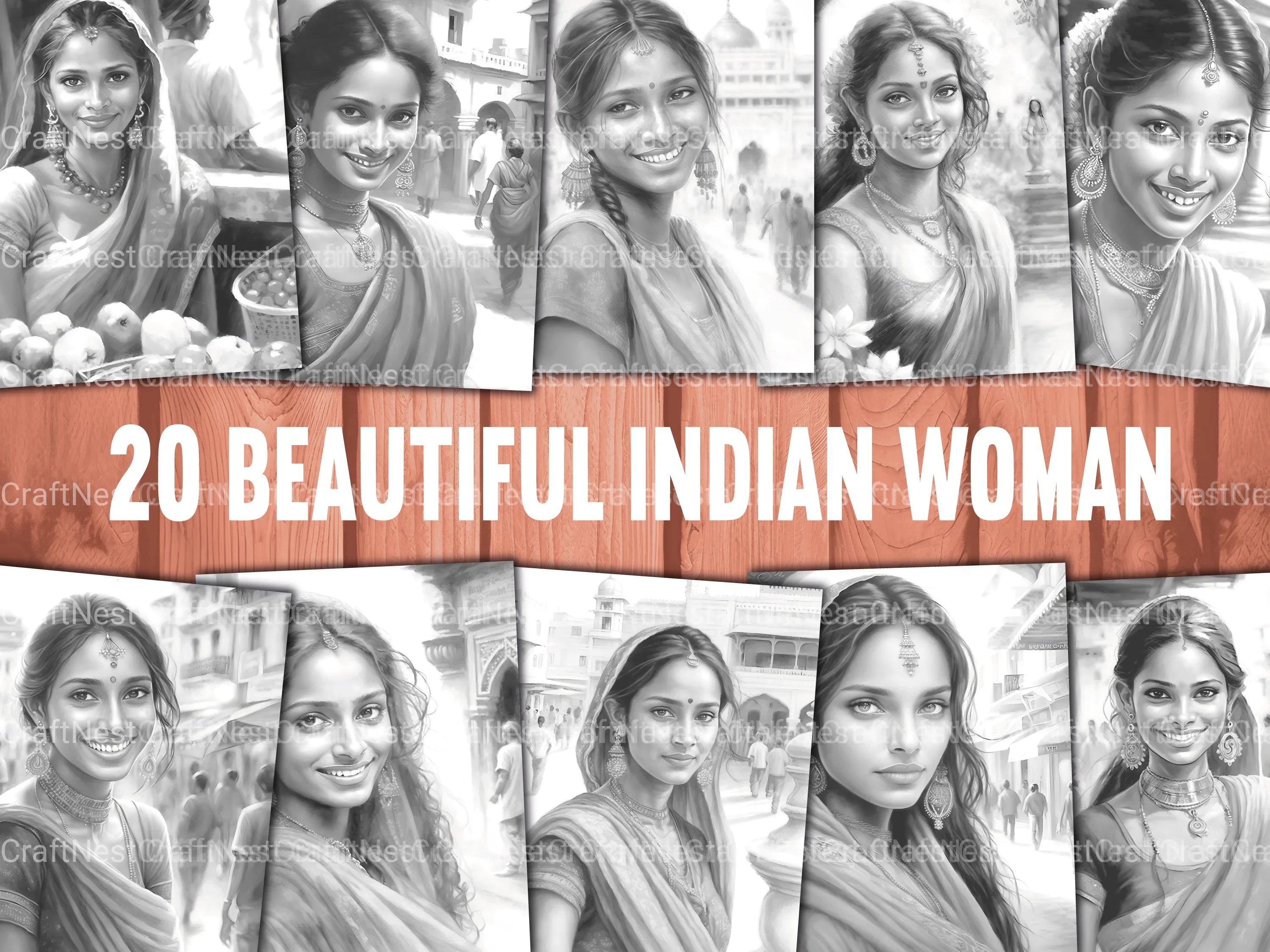 Indian Woman Coloring Book - CraftNest - Digital Crafting and Art