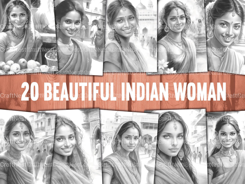Indian Woman Coloring Book - CraftNest - Digital Crafting and Art
