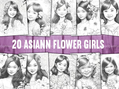 Asian Flower Girl Coloring Book - CraftNest - Digital Crafting and Art