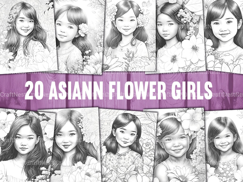 Asian Flower Girl Coloring Book - CraftNest - Digital Crafting and Art