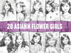 Asian Flower Girl Coloring Book