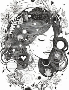 Femme Portrait Coloring Book - CraftNest - Digital Crafting and Art