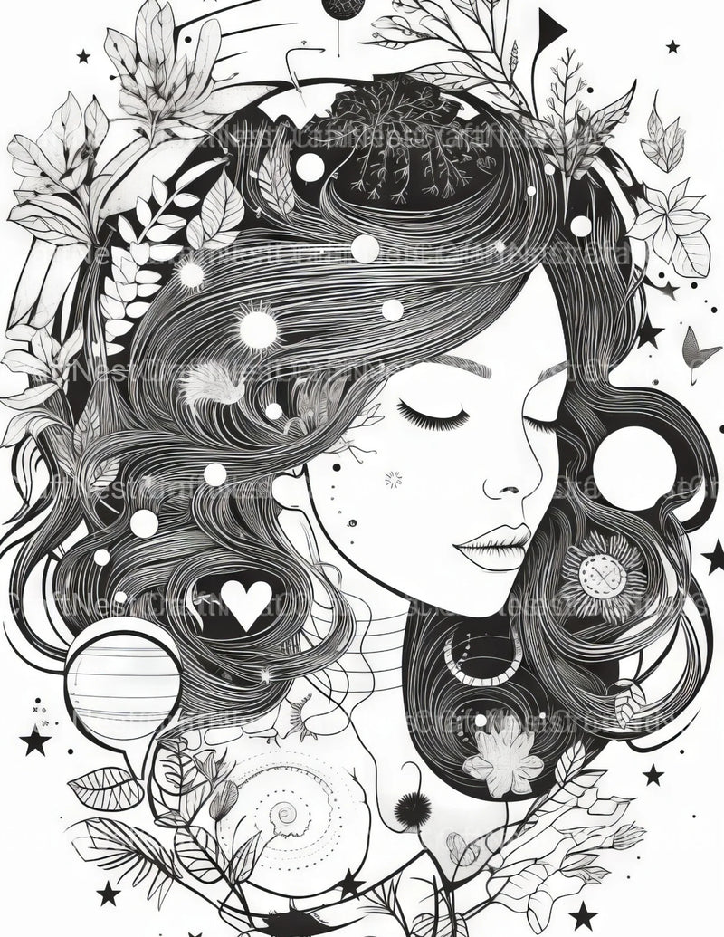 Femme Portrait Coloring Book - CraftNest - Digital Crafting and Art