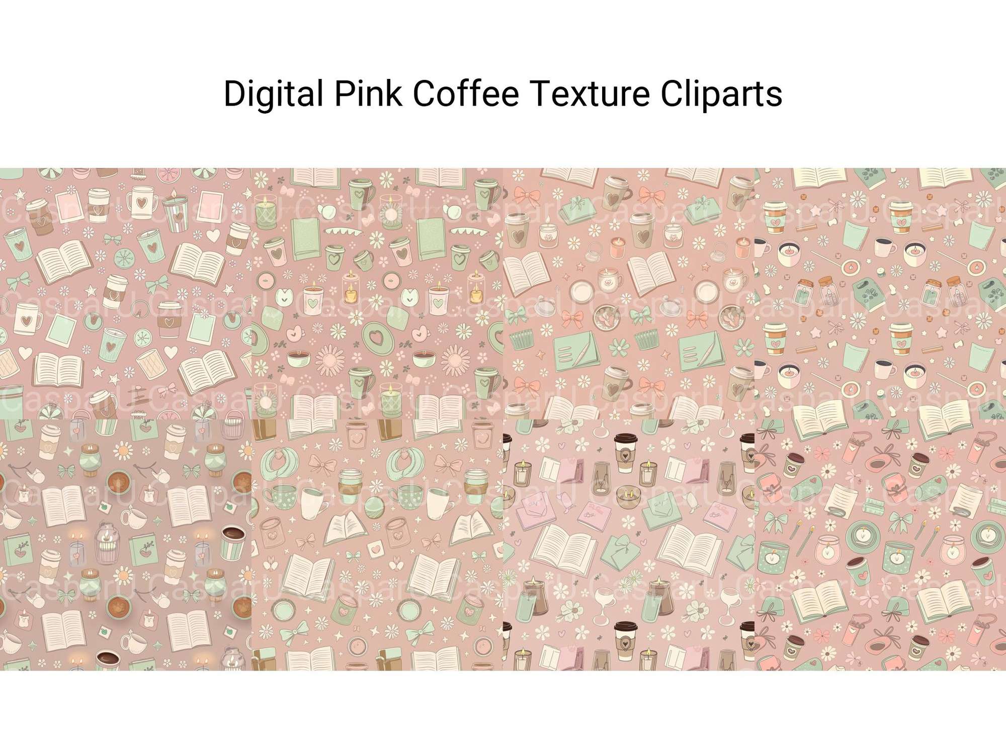 Digital Pink Coffee Texture Clipart