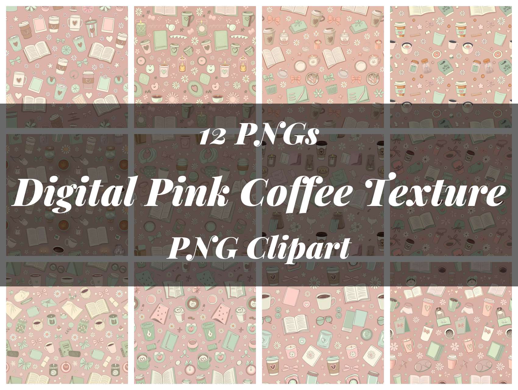 Digital Pink Coffee Texture Clipart
