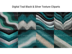 Digital Teal Black & Silver Texture Clipart - CraftNest - Digital Crafting and Art
