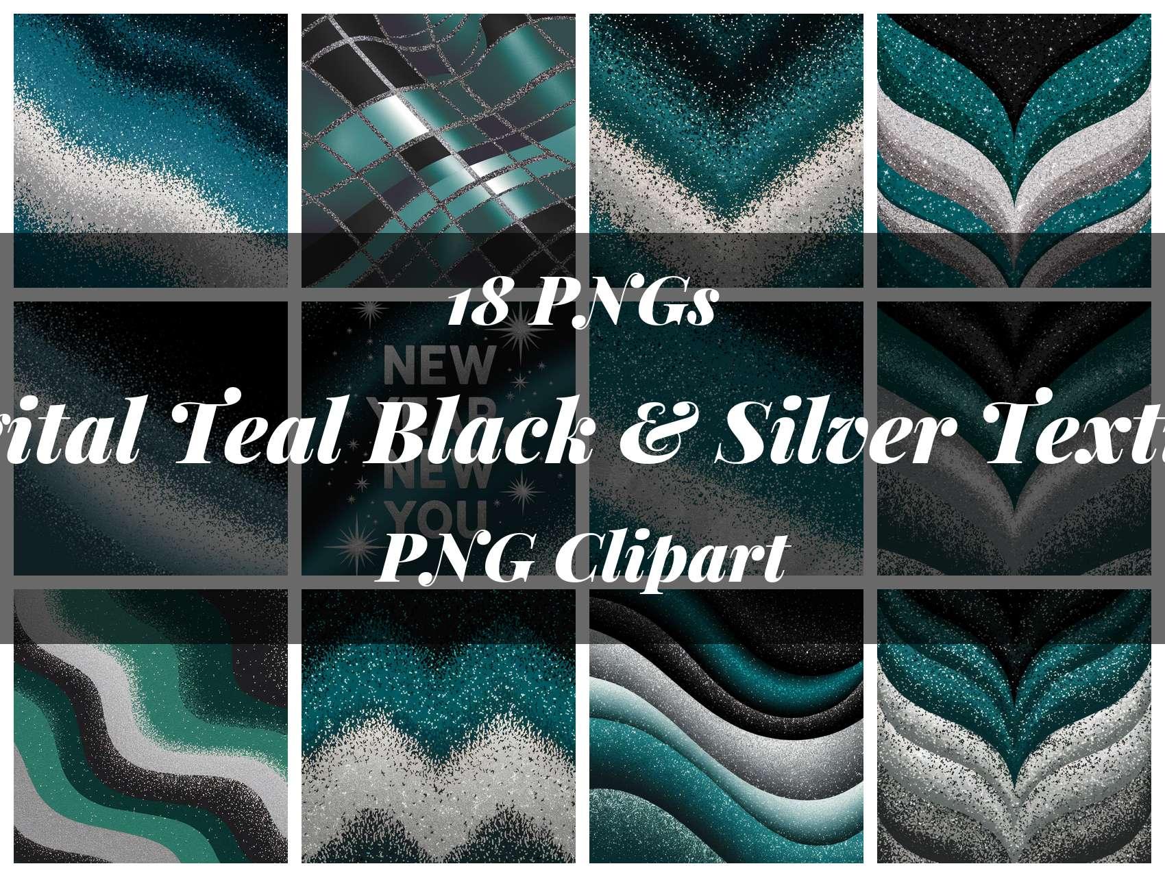 Digital Teal Black & Silver Texture Clipart - CraftNest - Digital Crafting and Art