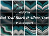 Digital Teal Black & Silver Texture Clipart