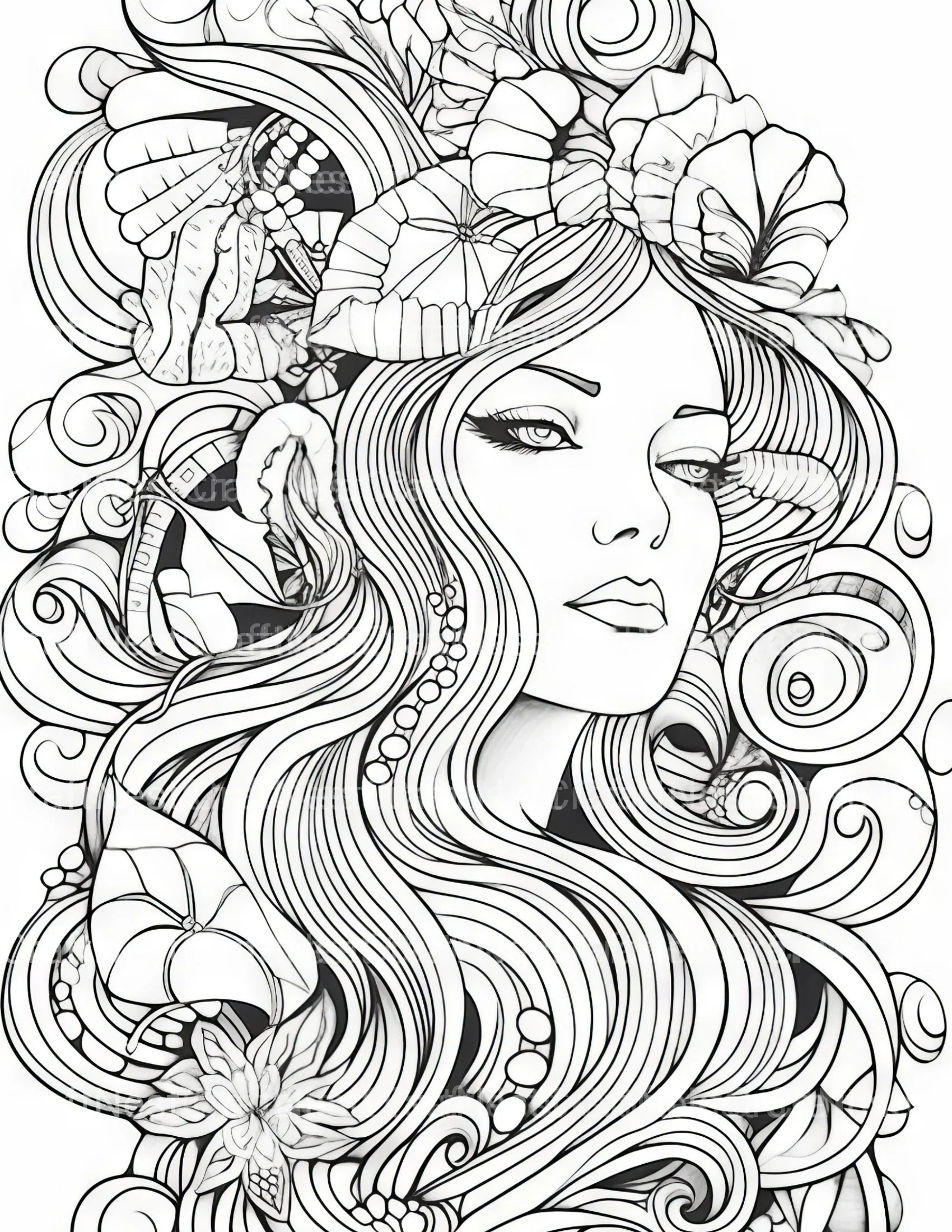 Femme Portrait Coloring Book - CraftNest - Digital Crafting and Art