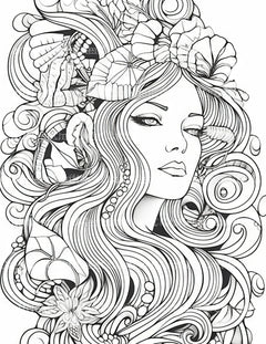 Femme Portrait Coloring Book - CraftNest - Digital Crafting and Art