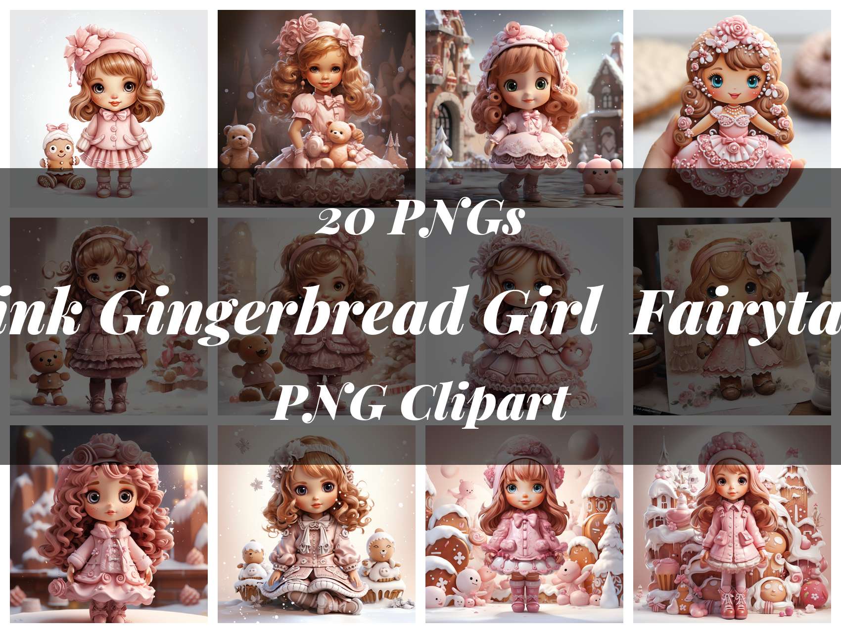 Pink Gingerbread Girl Bonus Fairytale Clipart