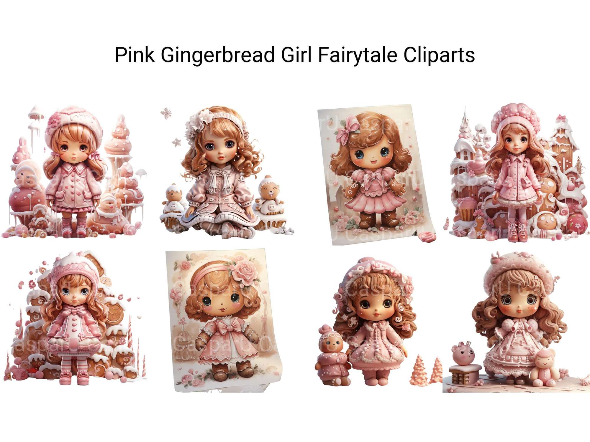 Pink Gingerbread Girl Fairytale Clipart