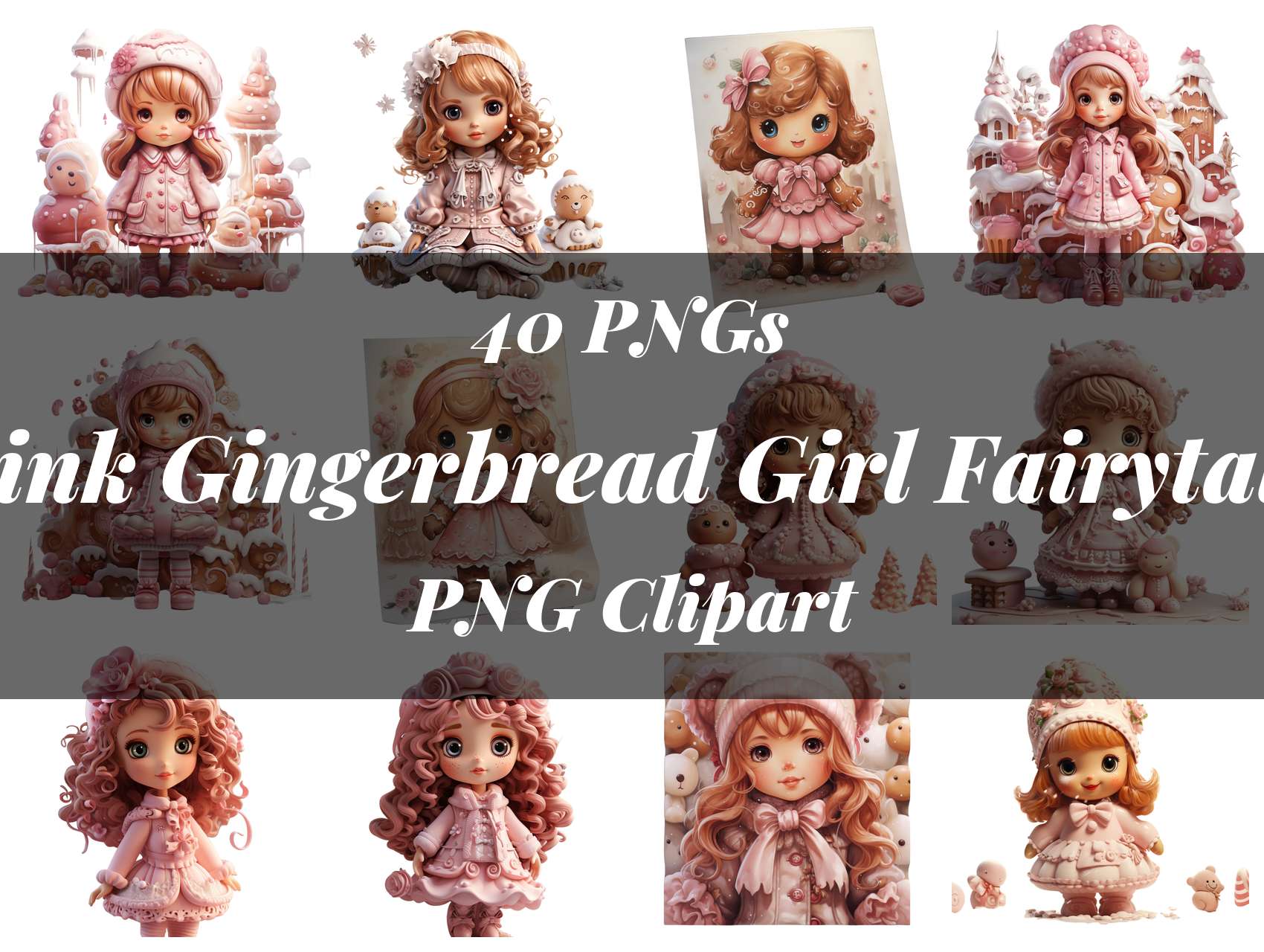 Pink Gingerbread Girl Fairytale Clipart