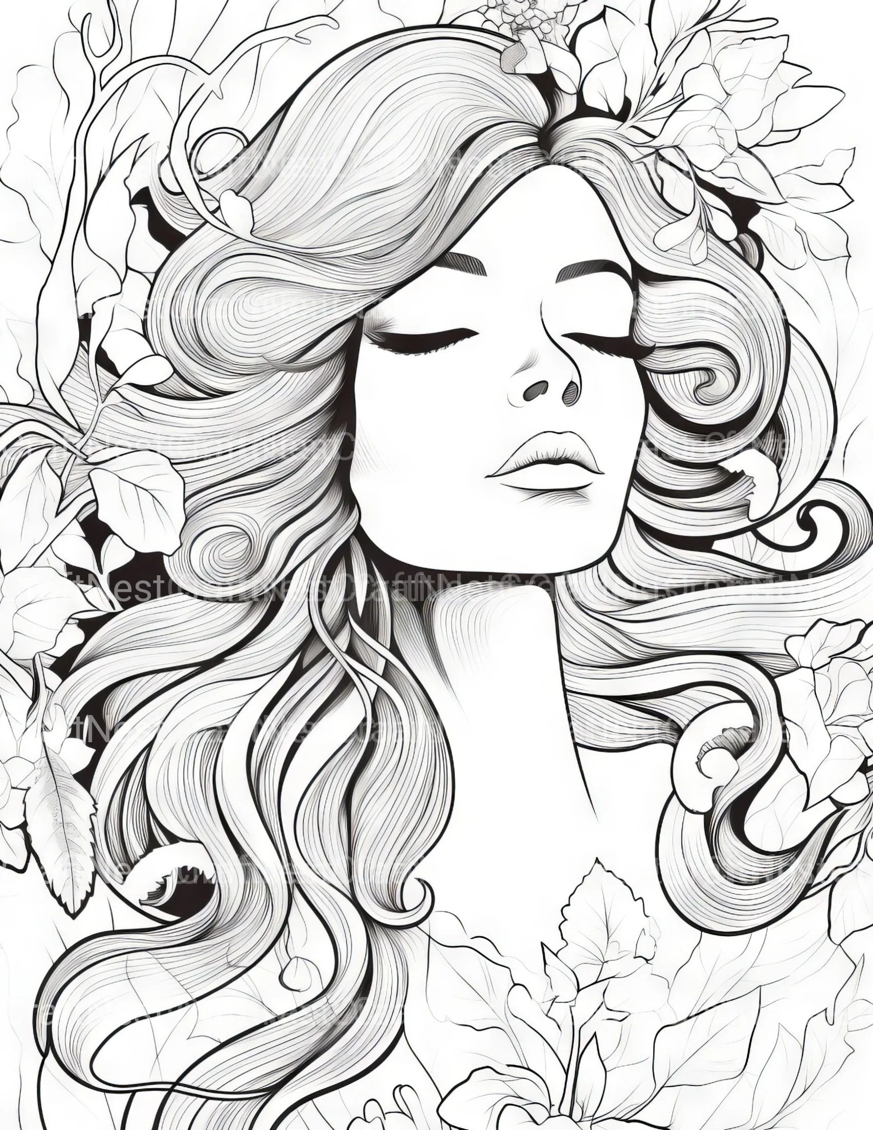 Femme Portrait Coloring Book - CraftNest - Digital Crafting and Art