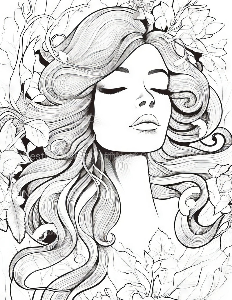 Femme Portrait Coloring Book - CraftNest - Digital Crafting and Art