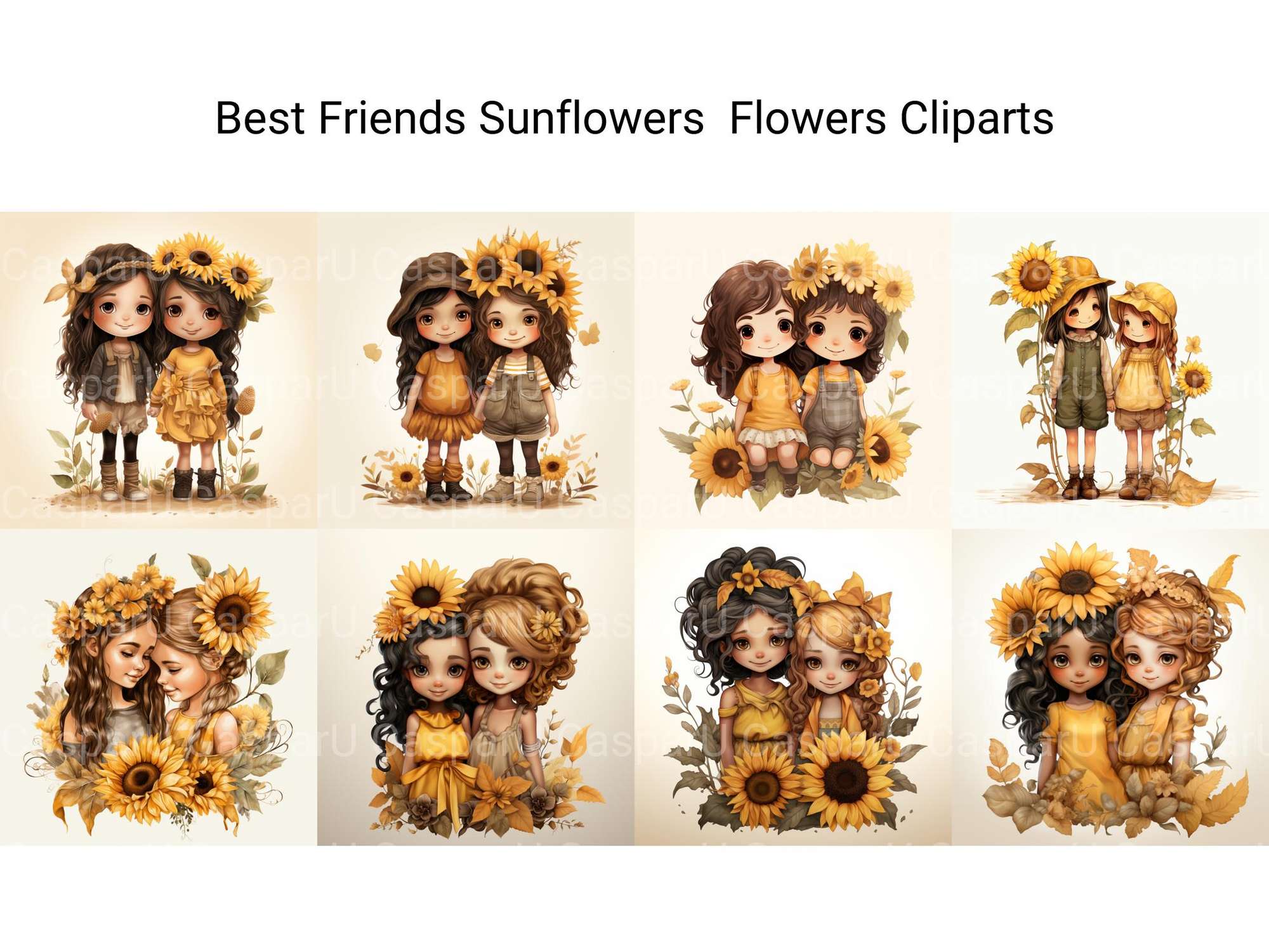 Best Friends Sunflowers Bonus Flowers Clipart