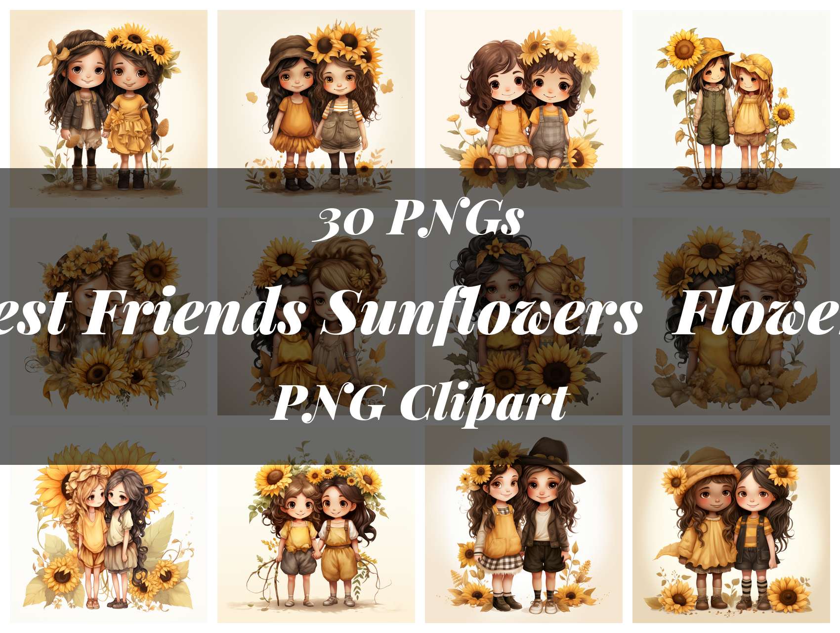 Best Friends Sunflowers Bonus Flowers Clipart