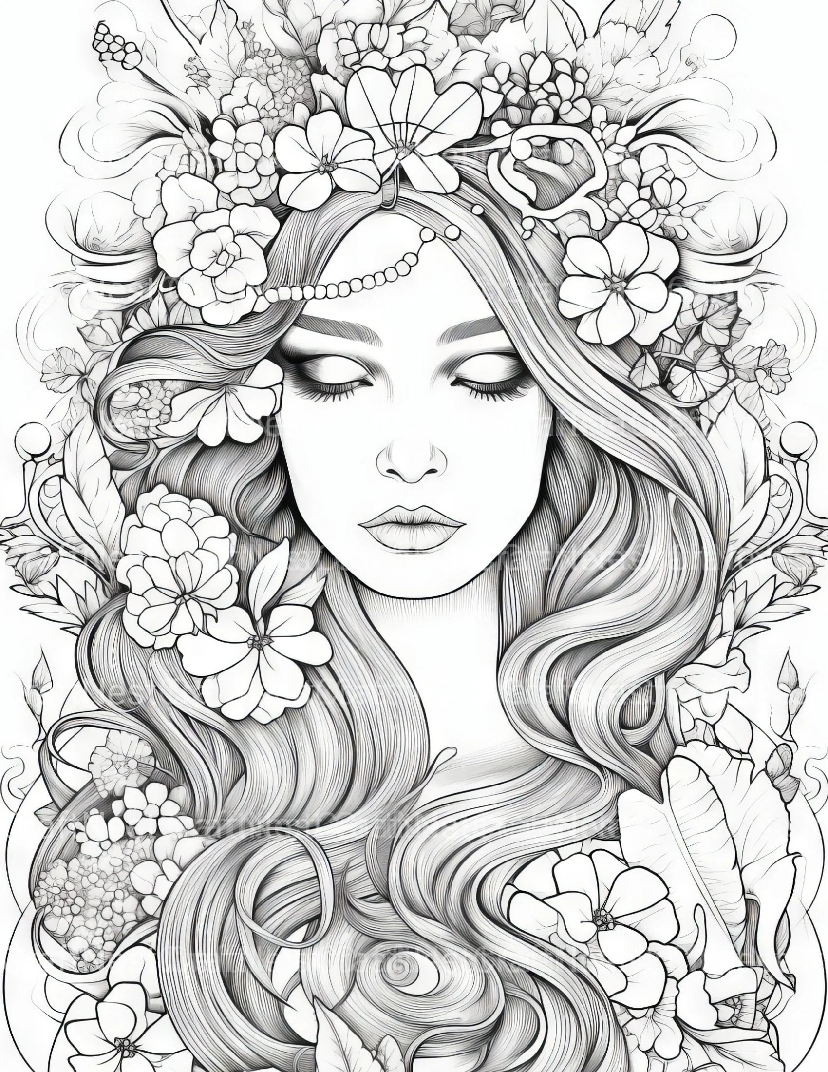 Femme Portrait Coloring Book - CraftNest - Digital Crafting and Art