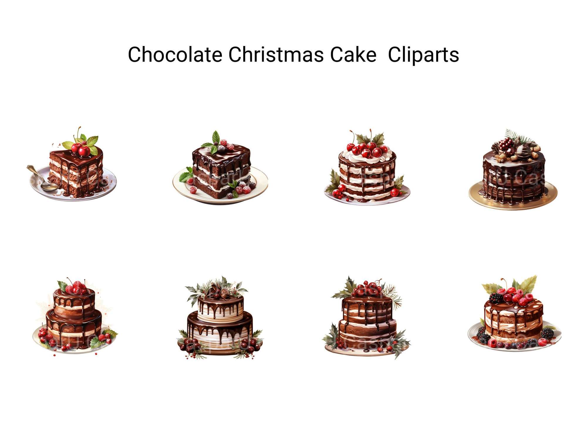 Chocolate Christmas Cake Bonus Clipart