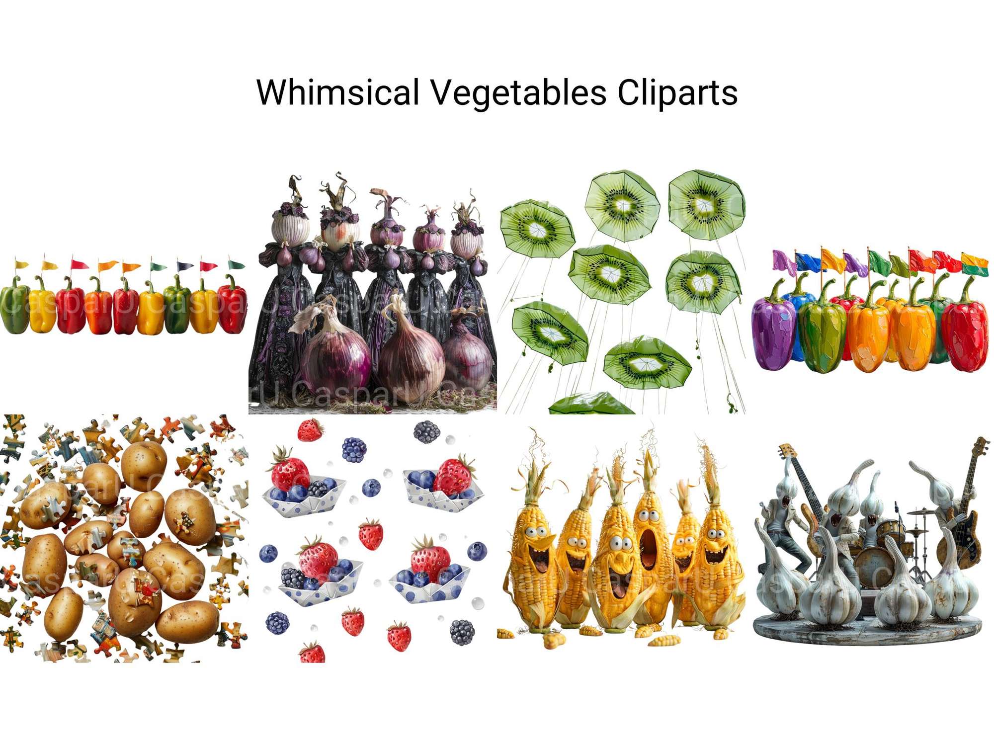 Whimsical Vegetables Clipart
