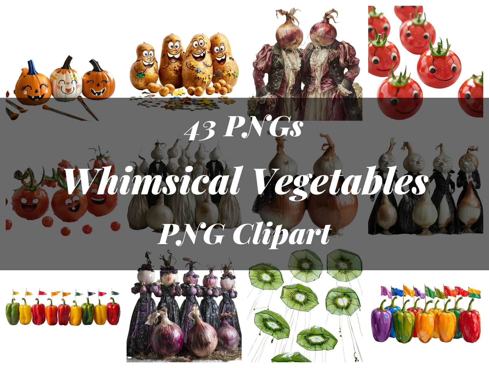 Whimsical Vegetables Clipart