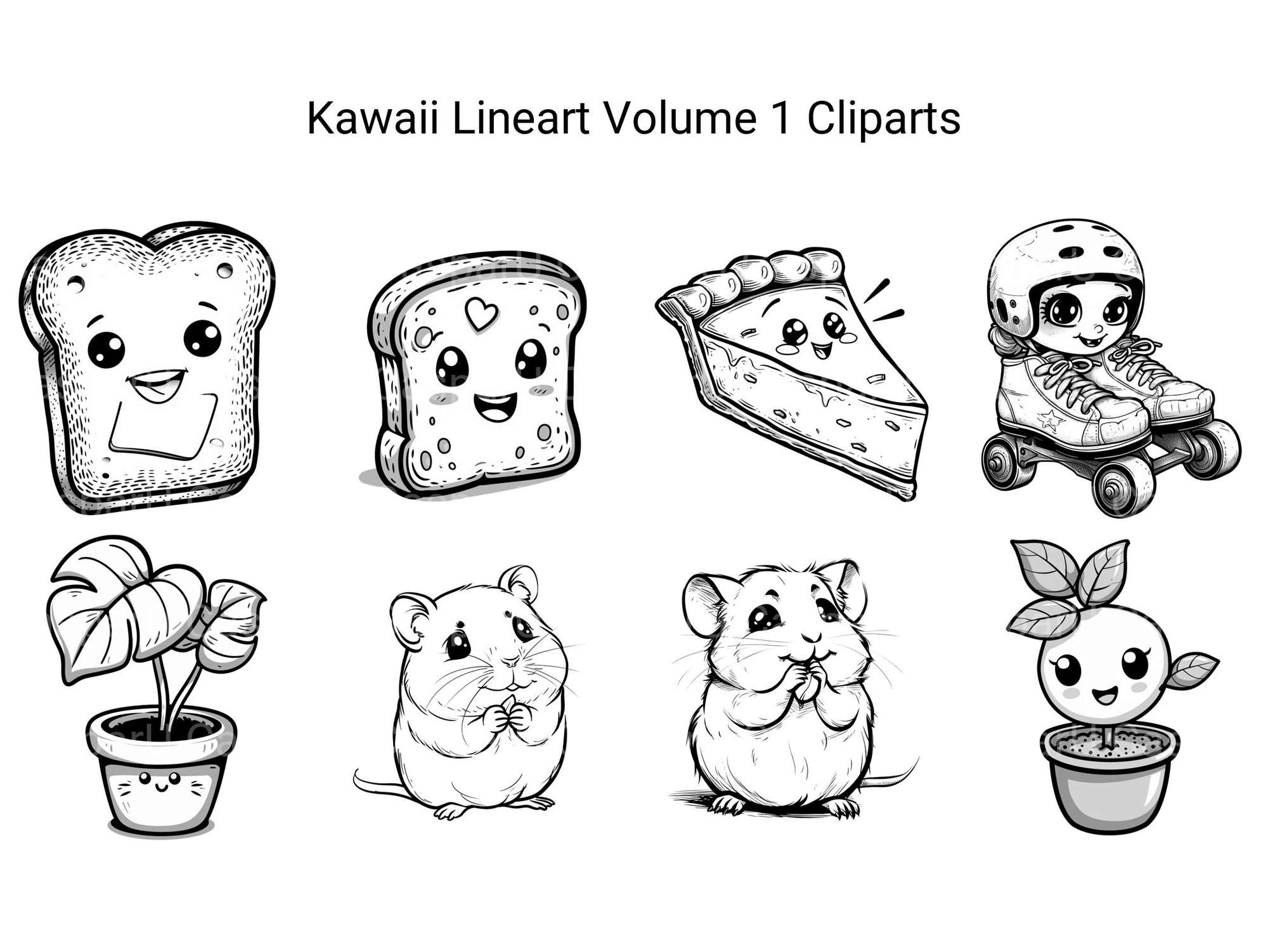 Kawaii Lineart Volume 1 Clipart