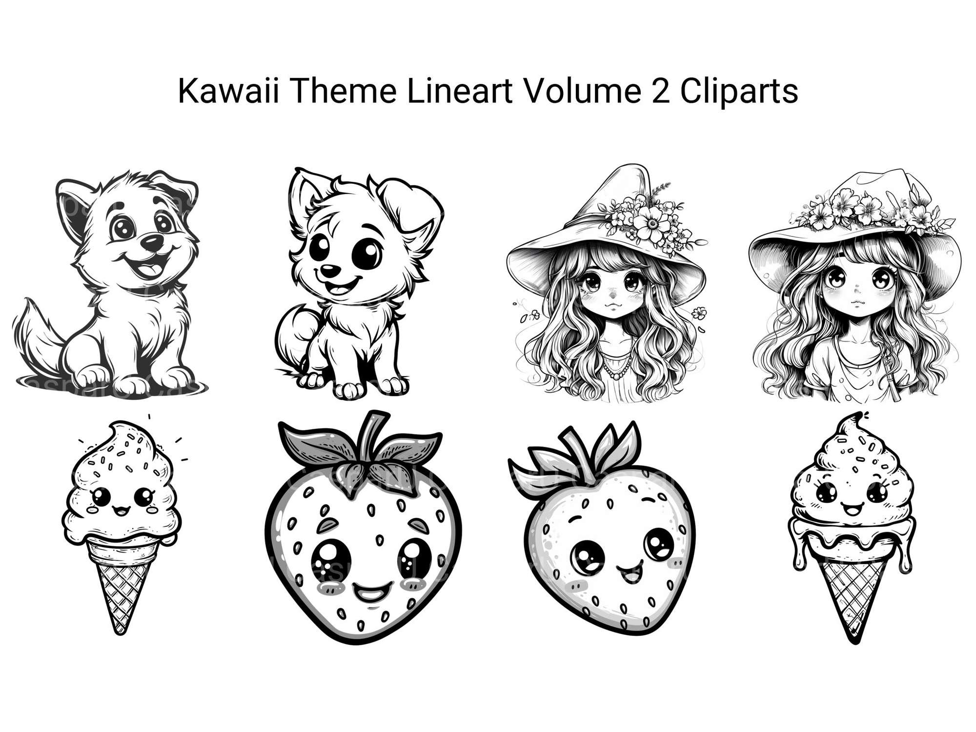 Kawaii Theme Lineart Volume 2 Clipart