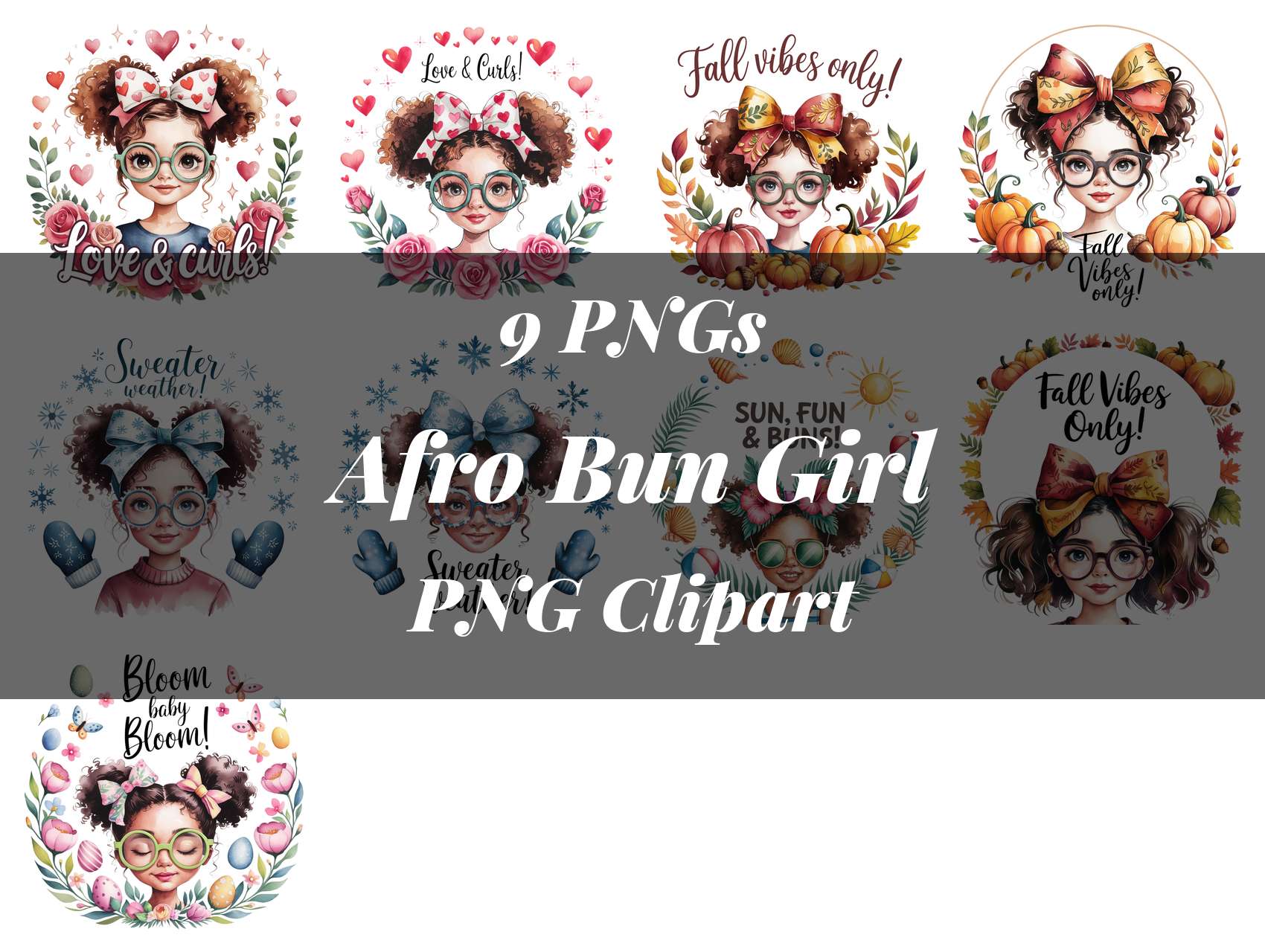 Afro Bun Girl Clipart