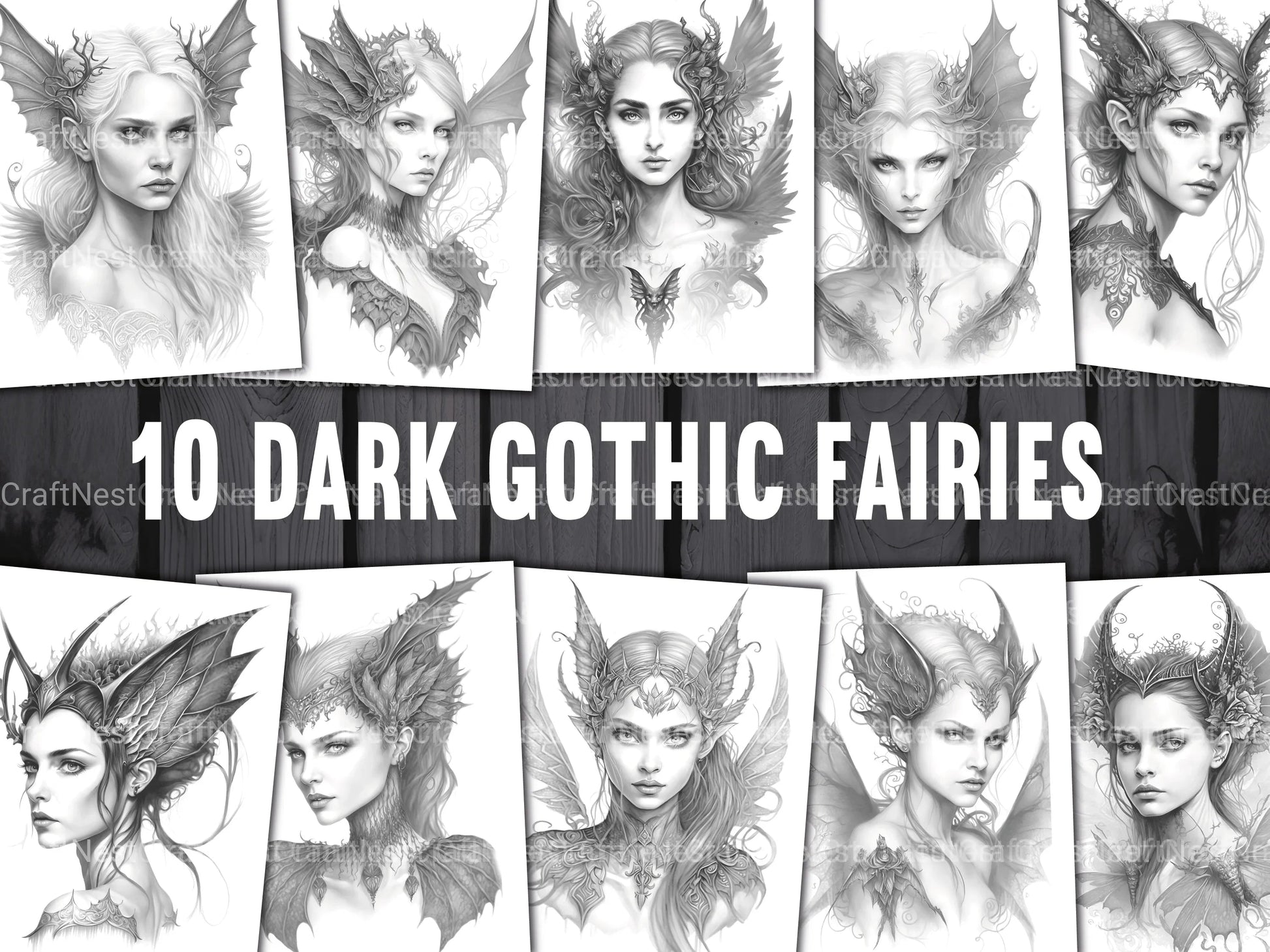 Dark Gothic Fairies Coloring Book - CraftNest - Digital Crafting and Art