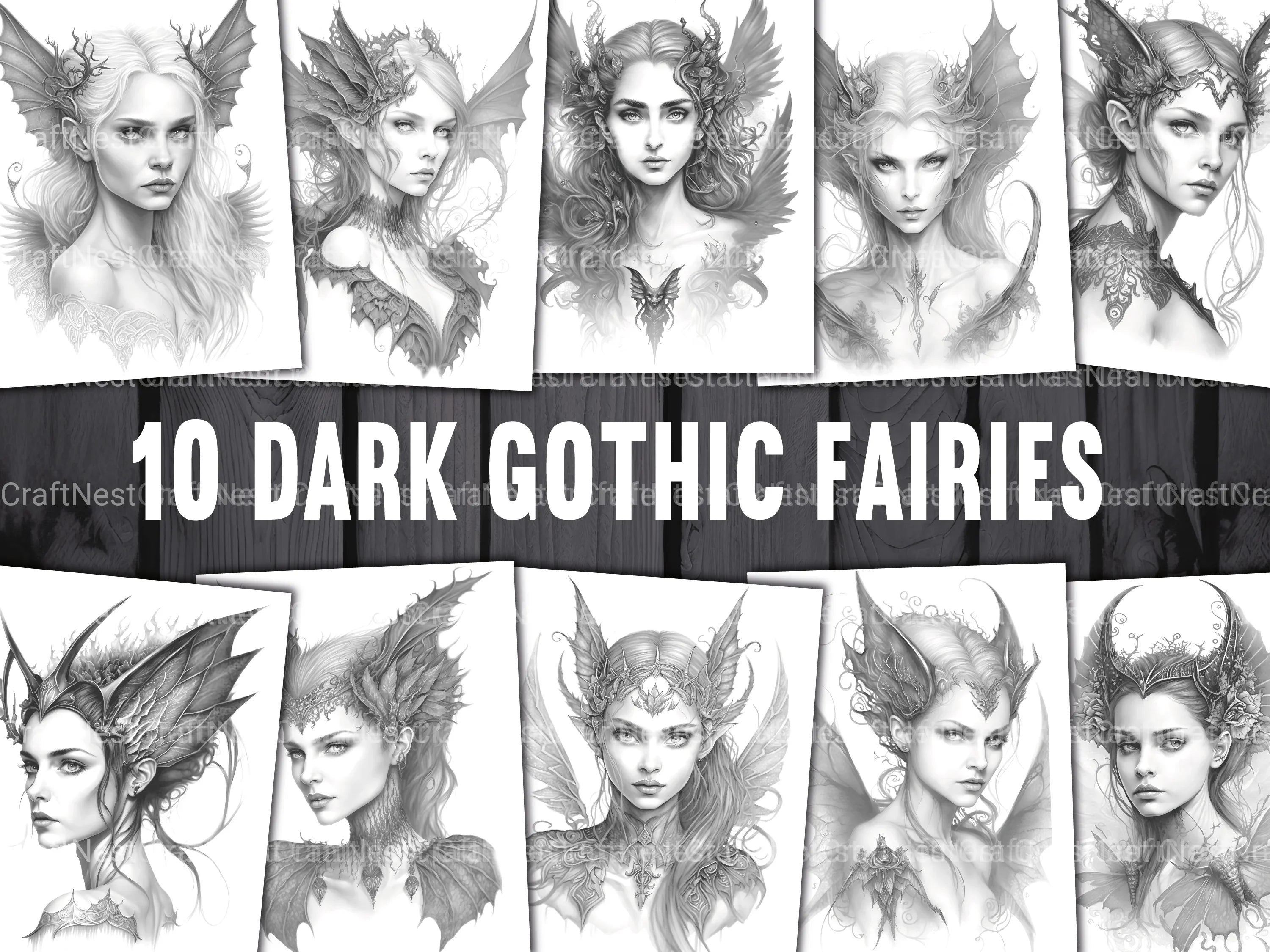 Dark Gothic Fairies Coloring Book - CraftNest - Digital Crafting and Art