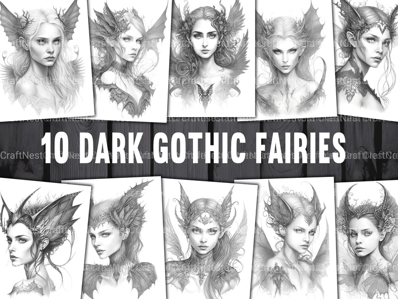 Dark Gothic Fairies Coloring Book - CraftNest - Digital Crafting and Art