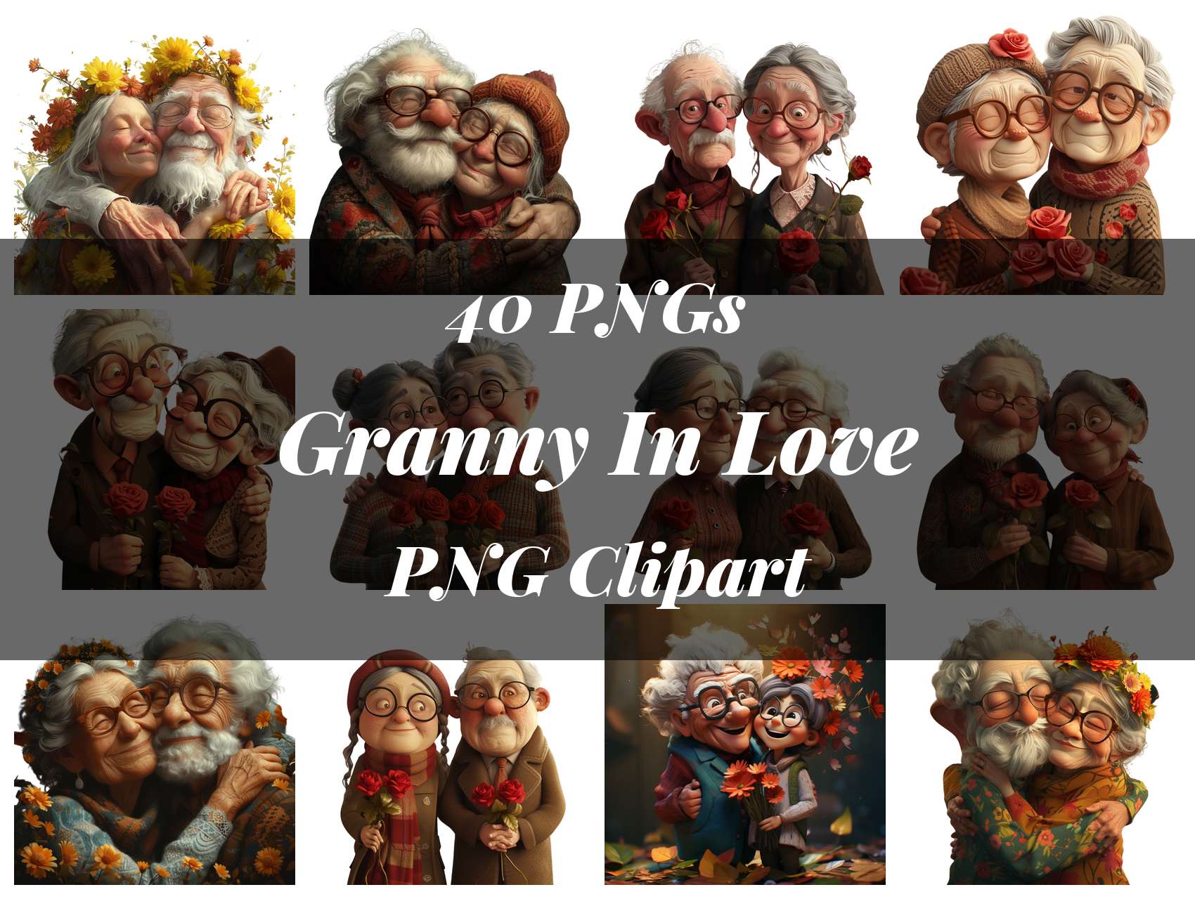 Granny In Love Clipart