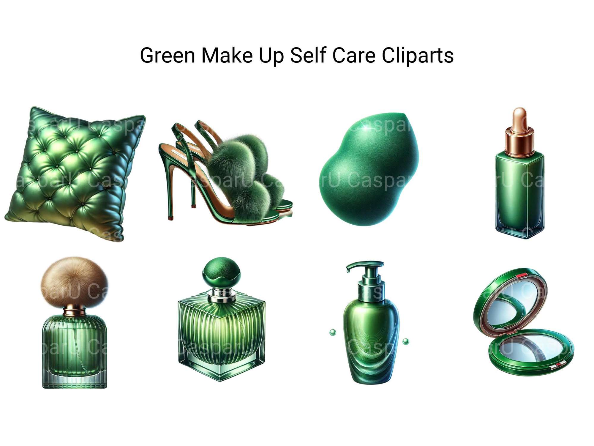 Green Make Up Self Care Clipart