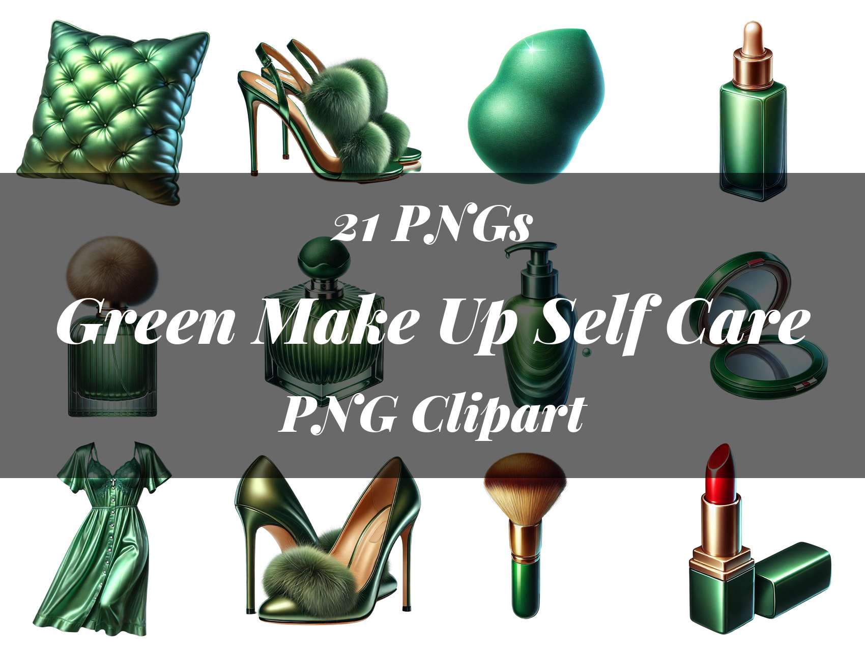 Green Make Up Self Care Clipart