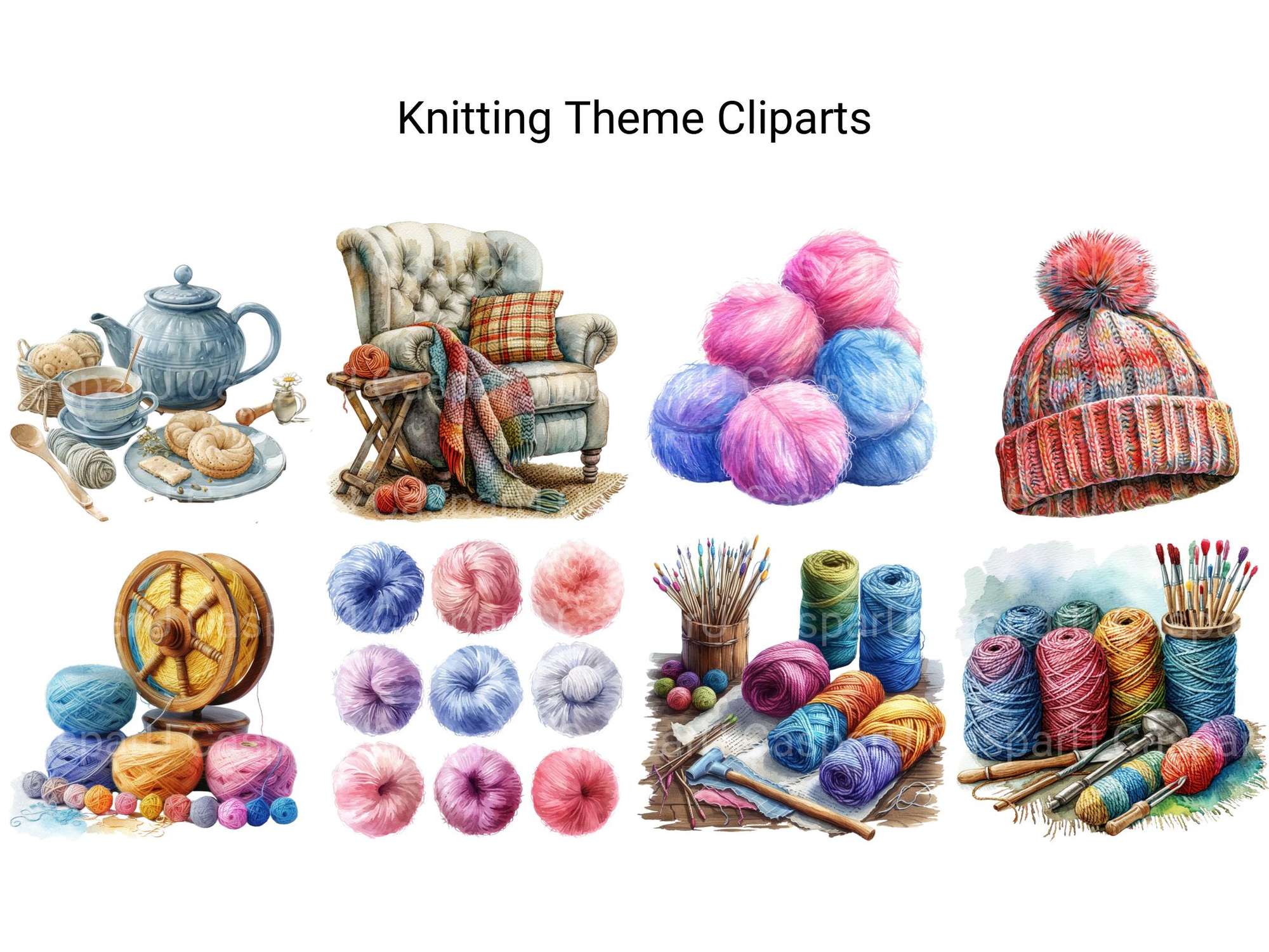 Knitting Theme Clipart