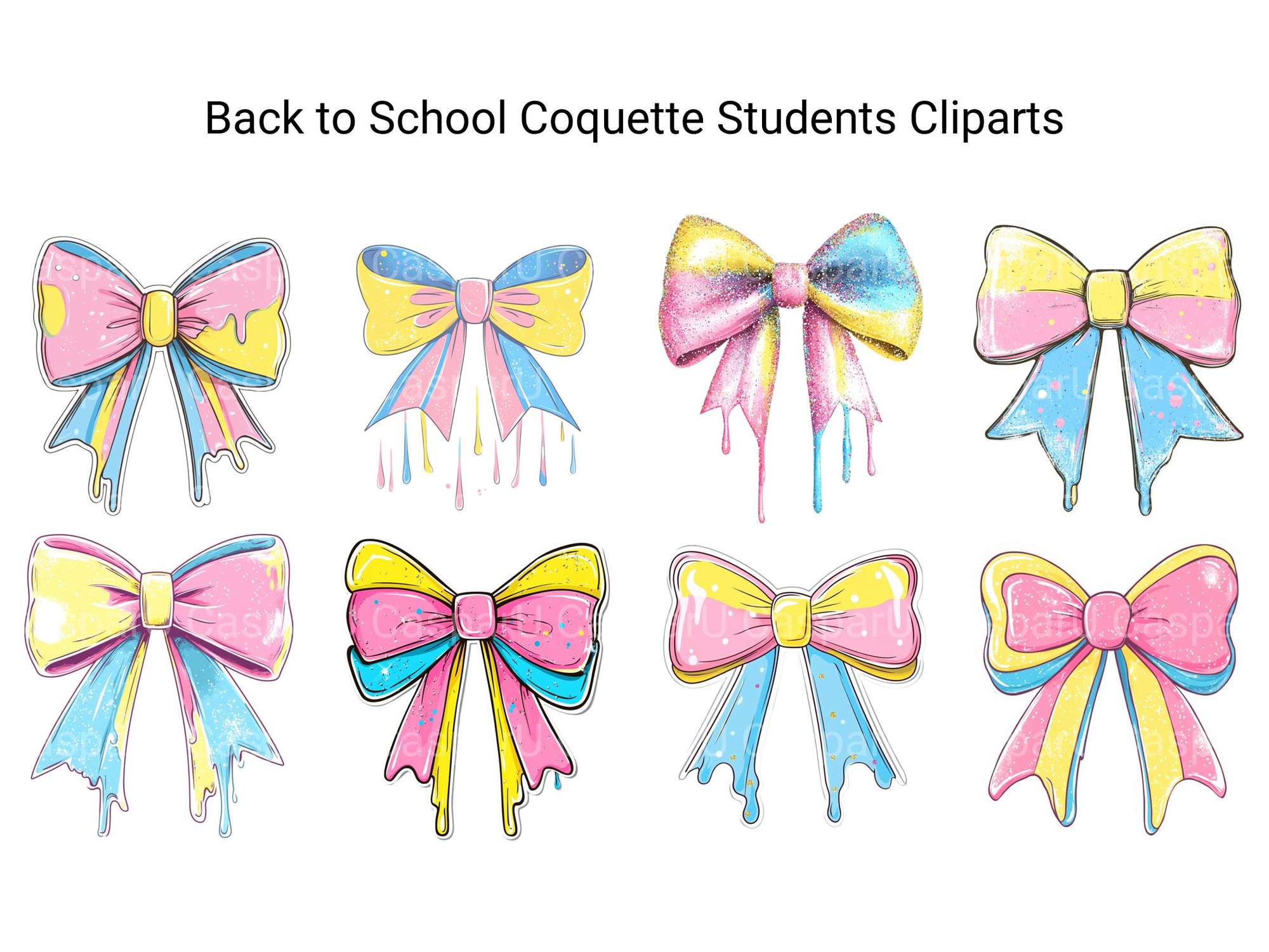 Back to School Coquette Students Clipart