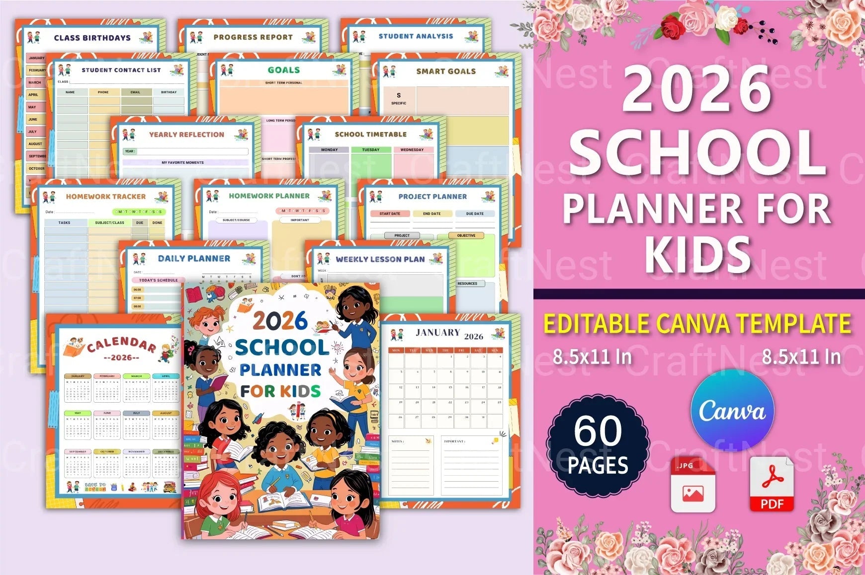 School Planner for Kids - CraftNest - Digital Crafting and Art