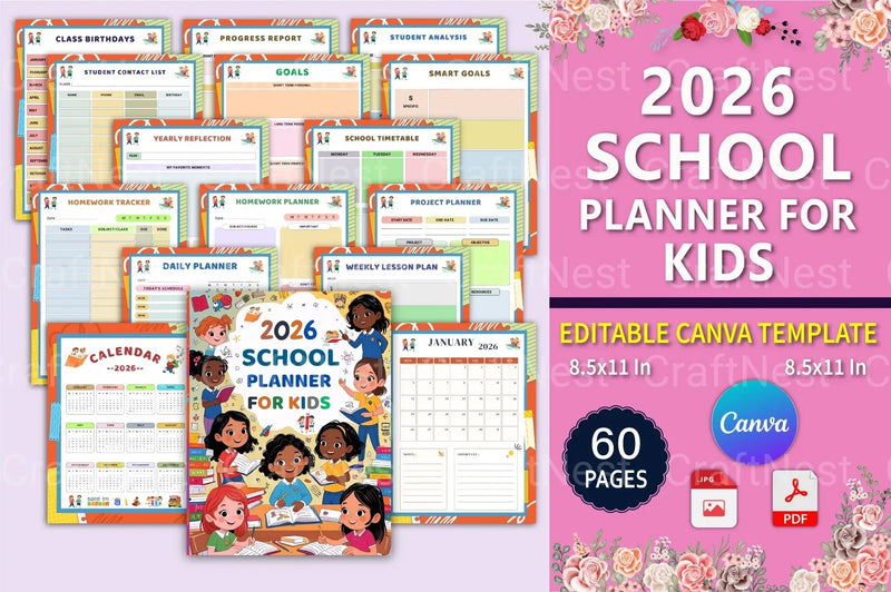 School Planner for Kids - CraftNest - Digital Crafting and Art