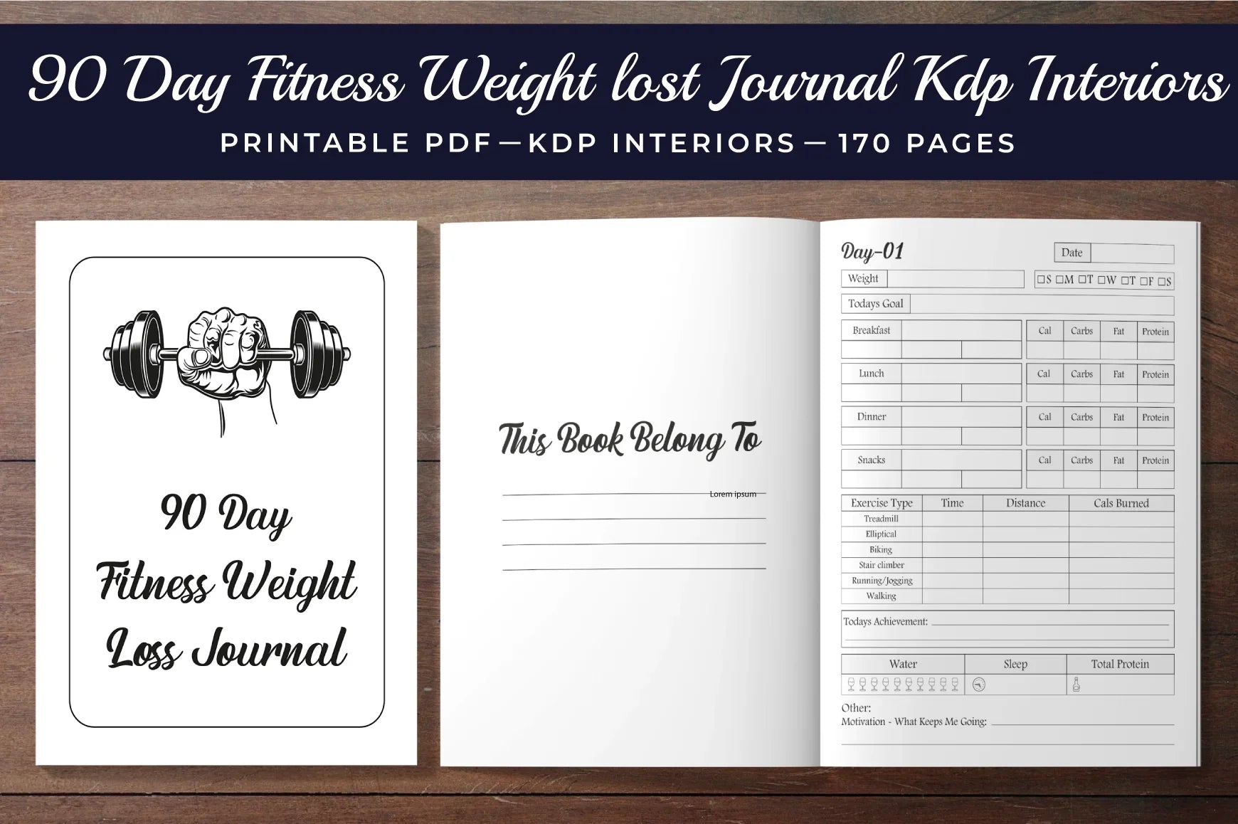 Day Fitness Weight Loss Planner - Printable Bundle - CraftNest - Digital Crafting and Art