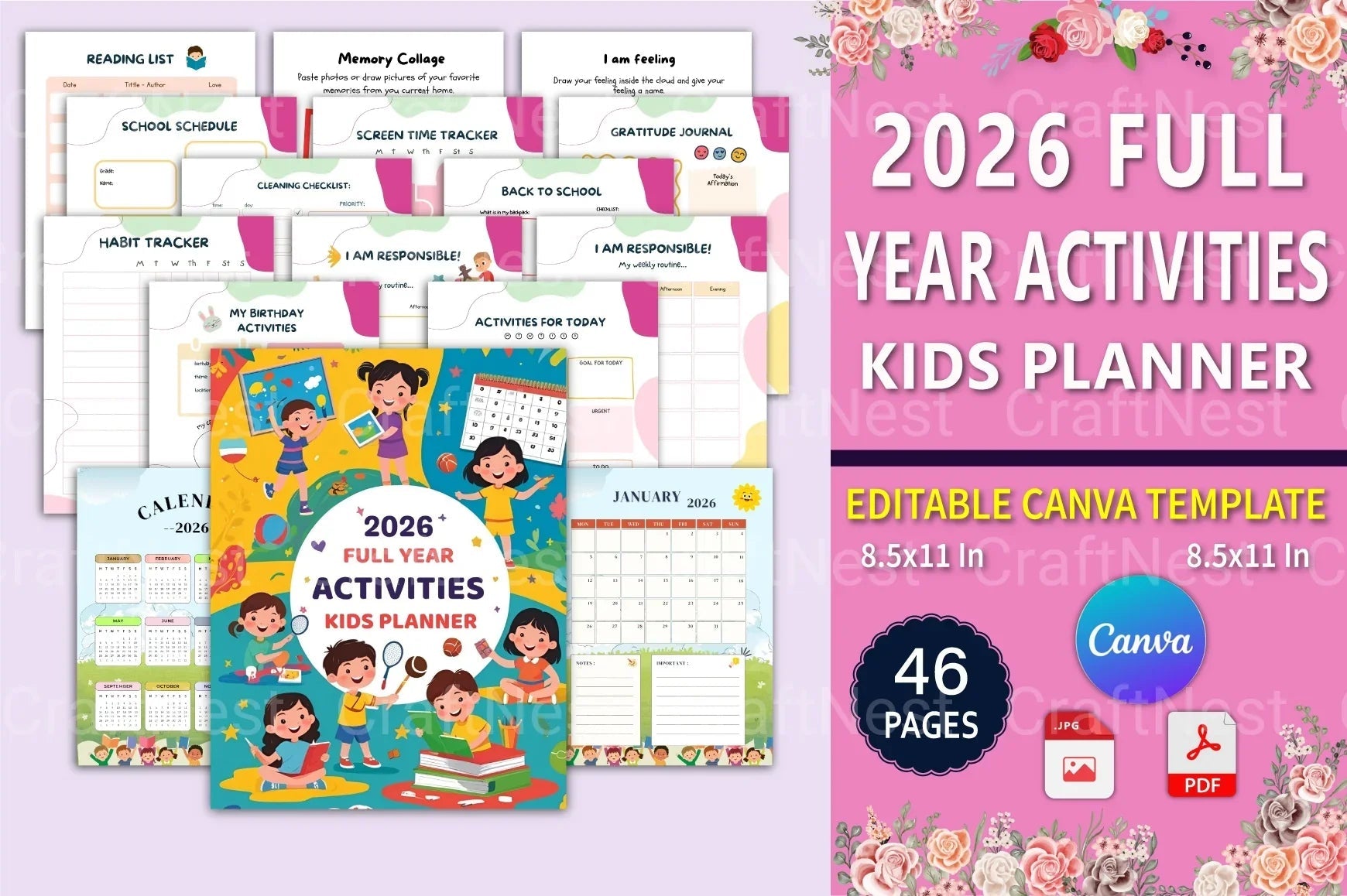 Yearly Activities Planner for Kids - CraftNest - Digital Crafting and Art