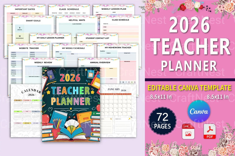 Teacher Planner Starting at 100 - CraftNest - Digital Crafting and Art