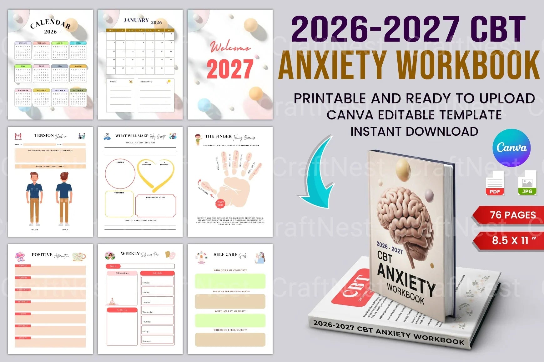 CBT Anxiety Workbook for Effective Stress Management - CraftNest - Digital Crafting and Art